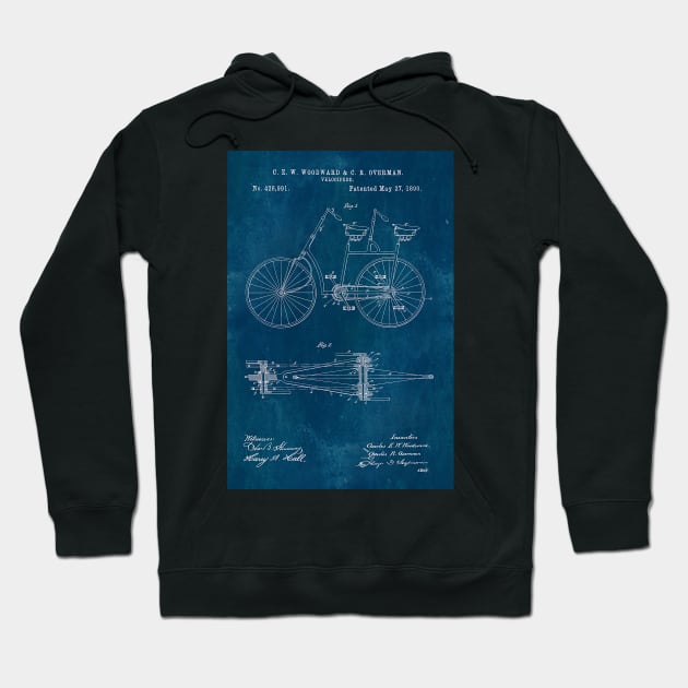 Blueprint Tandem Bicycle Patent Hoodie by JoolyA